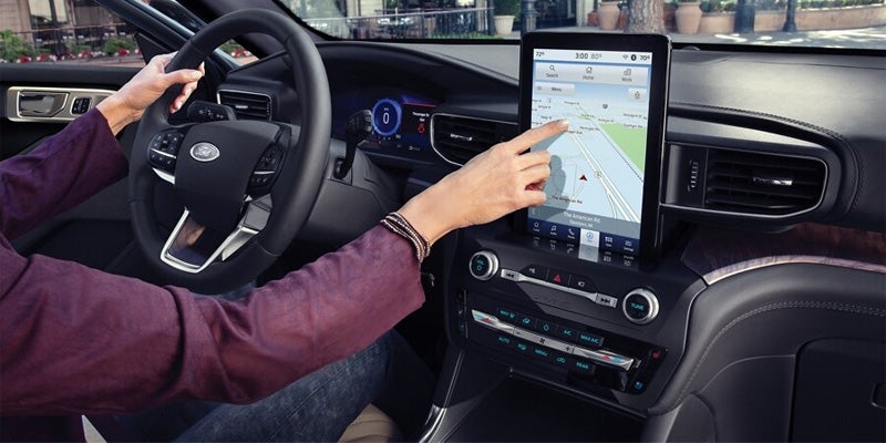 2024 Ford Explorer interior with black leather interior