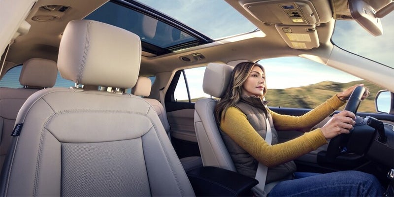 2024 Ford Explorer close up of interior with woman driving
