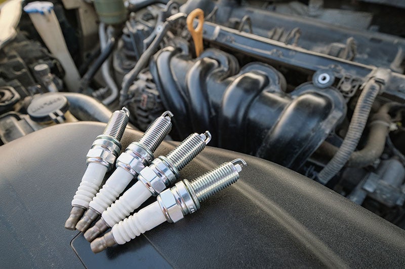 Spark plugs on car engine